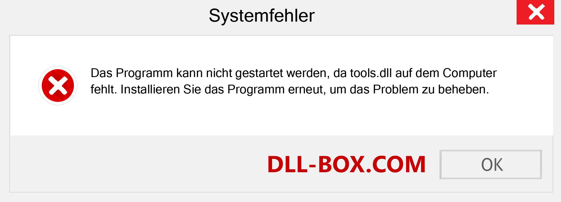 tools.dll-Datei fehlt?. Download für Windows 7, 8, 10 - Fix tools dll Missing Error unter Windows, Fotos, Bildern